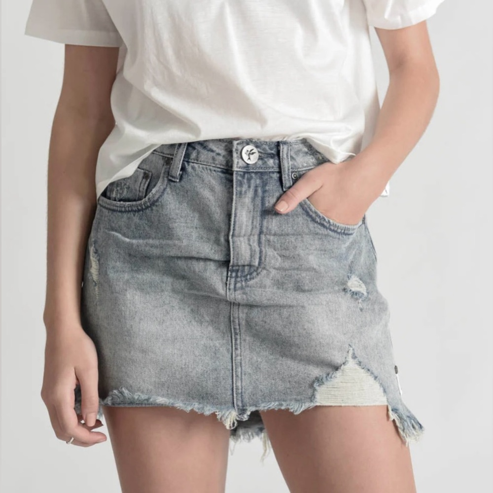 One X Oneteaspoon Distressed Denim Jean Skirt Size 26